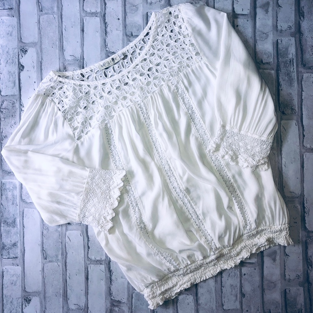 SOLITAIRE by Ravi Khosla peasant white blouse/Top